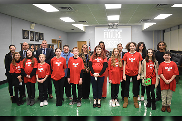 The Levittown Board of Education welcomed the Salk Middle School Pod Squad for the academic presentation at the Jan. 10 meeting.