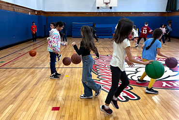 Mrs. McGann's Physical Education Students Work On Their Basketball Skills This Month - image002