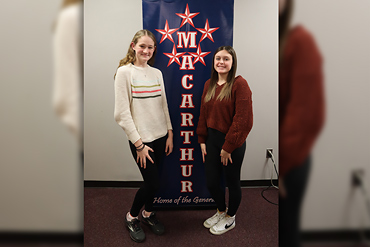 General Douglas MacArthur High School students Meaghan Campbell and Meghan Gorey will attend the Hugh O'Brian Youth Leadership Summit in June 2024.