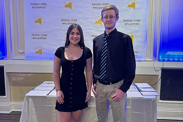 Benjamin Campbell and Nicole Stueckenschneider, seniors at General Douglas MacArthur High School, earned Nassau Zone Outstanding Physical Education Student Awards.