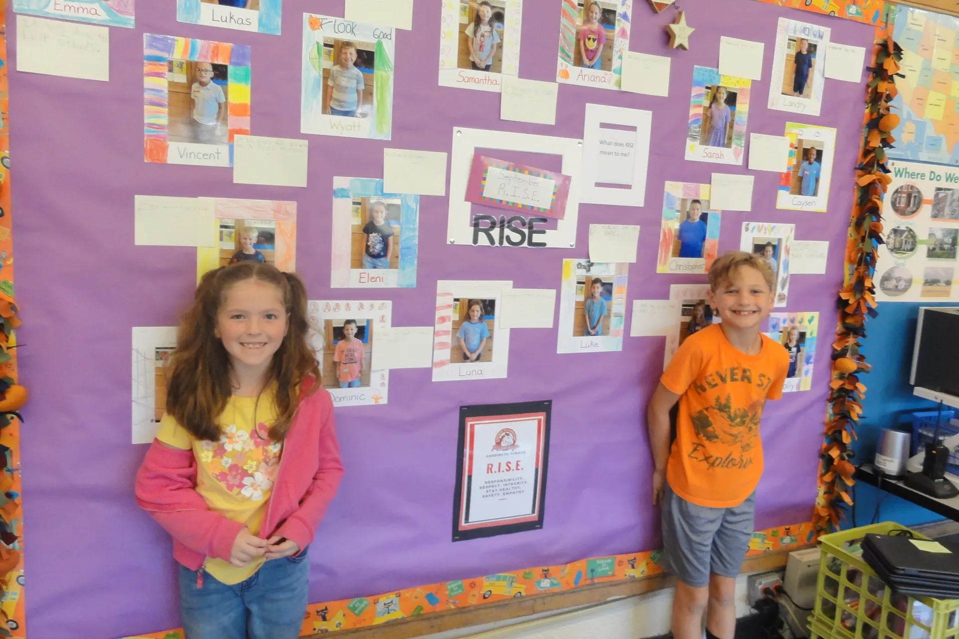 This year in Ms. Lynch's class students are taking RISE to a whole new level. Students are embracing RISE core values on a classroom bulletin board. Every month students will be able to answer a question about that month's core value.