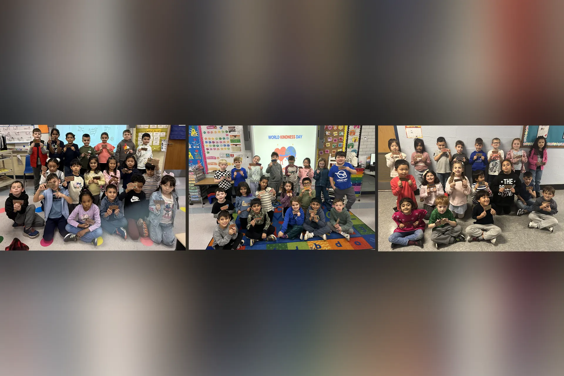 To celebrate World Kindness Day, first graders at Summit Lane decorated Starbucks coffee sleeves with kind words, thoughtful and encouraging messages, beautiful colors and creative pictures.