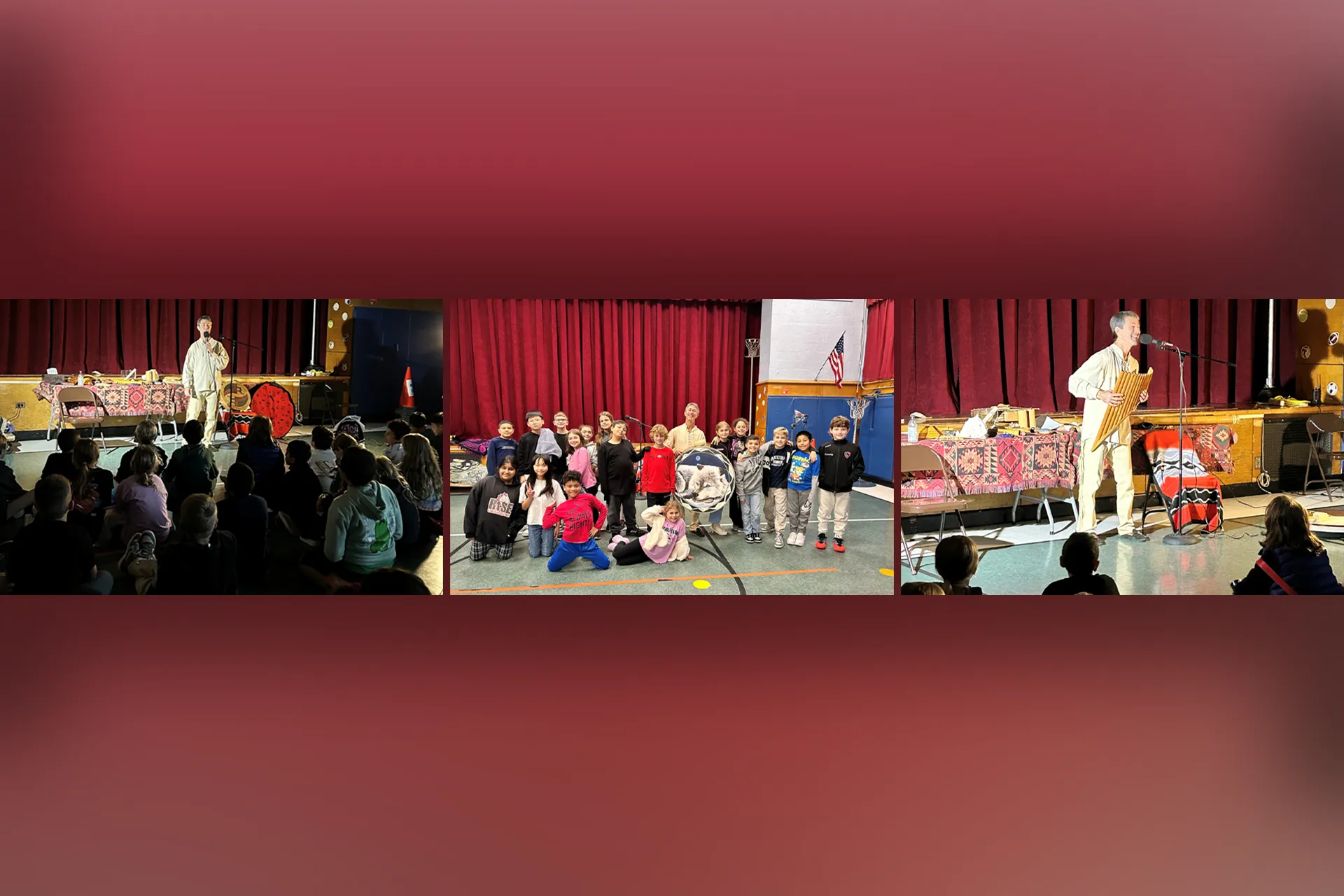 The fourth graders learned about different Native American instruments in this musical assembly. The students sang along with traditional Native American songs, and listened to music played by various instruments.