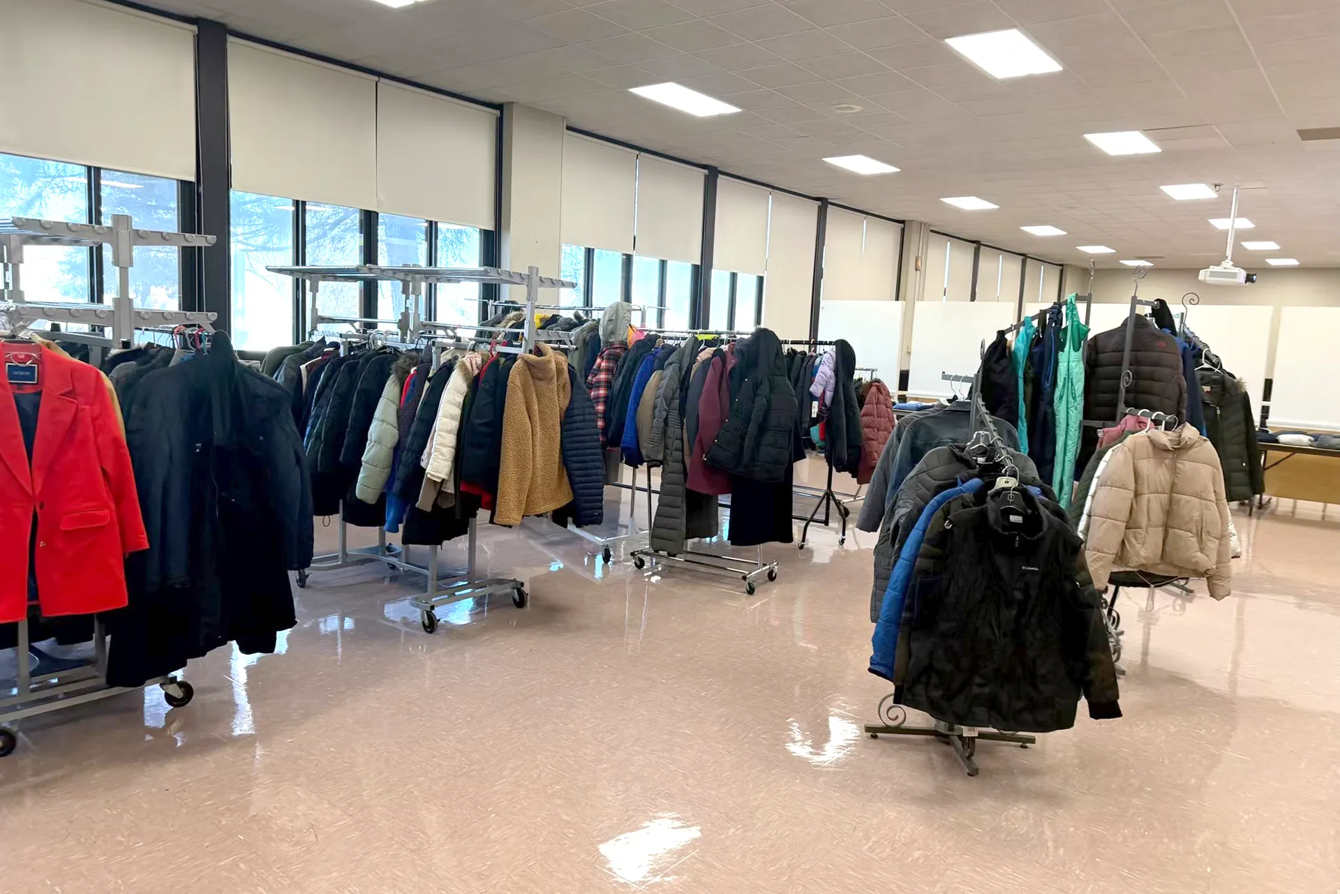 Our 2nd annual Winter Gifts of Warmth event was a tremendous success! Families selected from gently used jackets, hats, gloves, scarves, and hoodies - all while enjoying warm hot chocolate as they shopped.