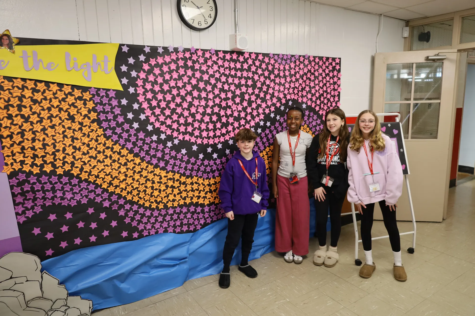 Each students' name at Jonas E. Salk Middle School were represented on a mural reflecting this year's P.S. I Love You theme, "Be The Light."
