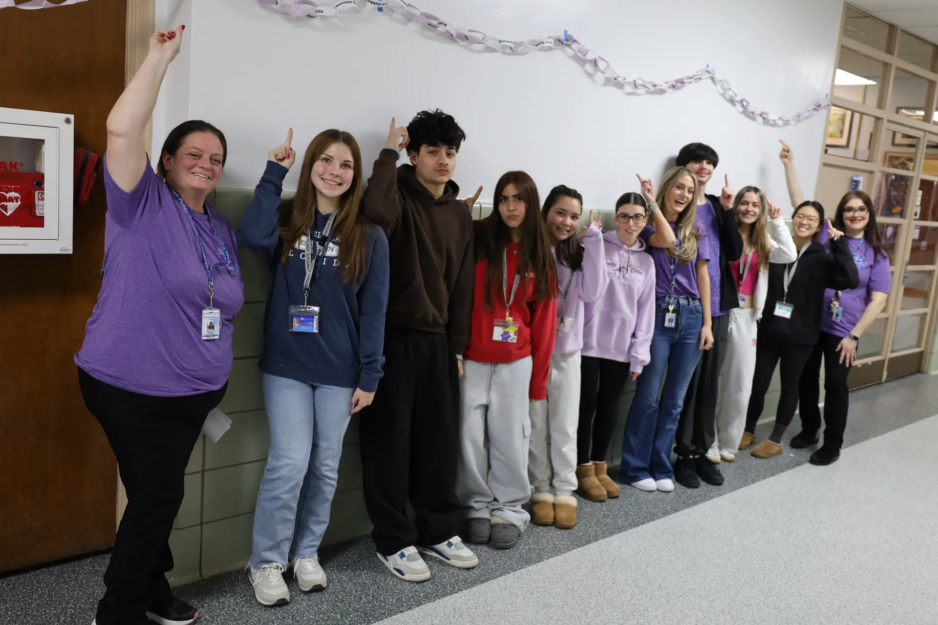At Division Avenue High School, students' names were represented on paper chains hung throughout the school.