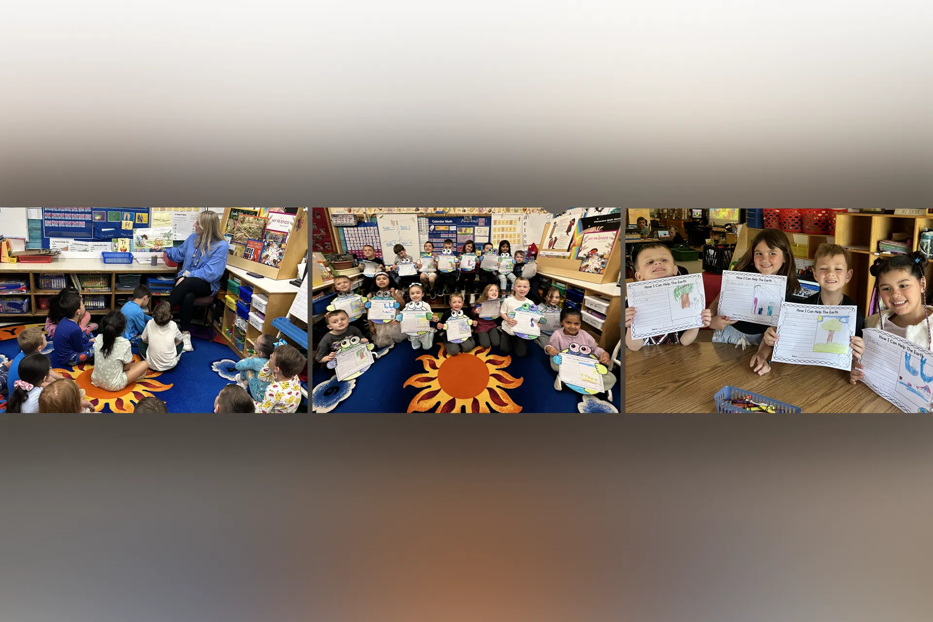 Students in Mrs. Bergersen, Ms. Maynard, and Ms. Maney's kindergarten class had a
great time learning about Earth Day!